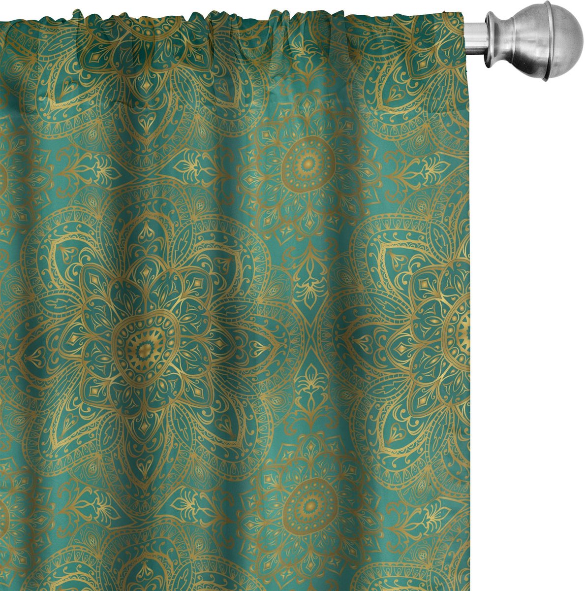 ABAKUHAUS Orient Voorhangen – Rich Curly – 2x75x175 cm – Turkoois Turkoois Geel
