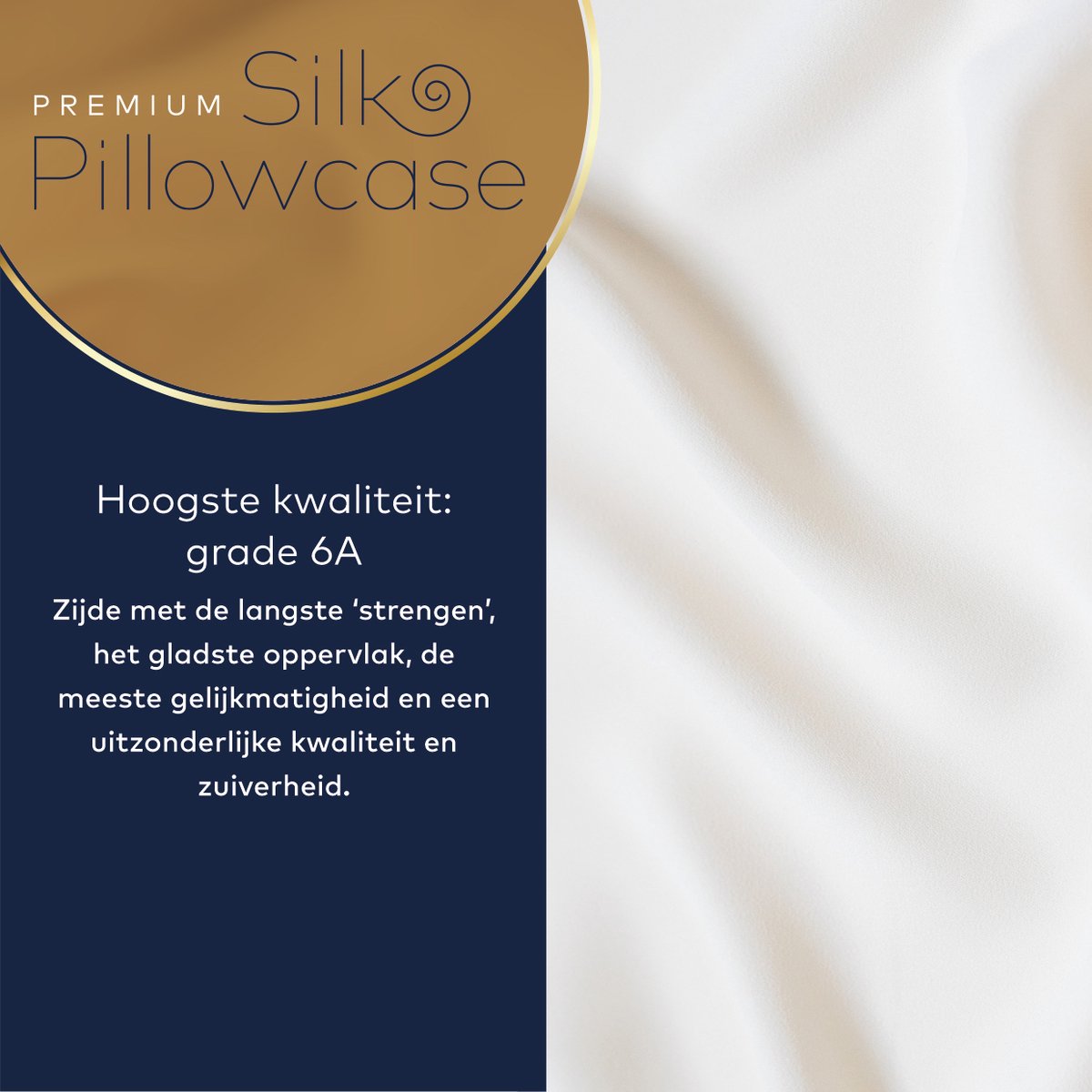 Slowwave Premium Silk Pillowcase - Kleur: Champagne - 100% moerbeizijde - 22 momme - Hoogste kwaliteit (grade 6A) - 60x70cm — cadeau in Wonen & Interieur - foto 5