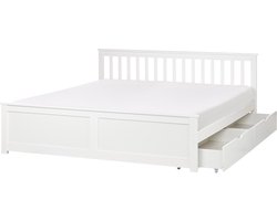 BELIANI OLENDON - Bed met 2 lades - Wit - 180 x 200 cm - Dennenhout