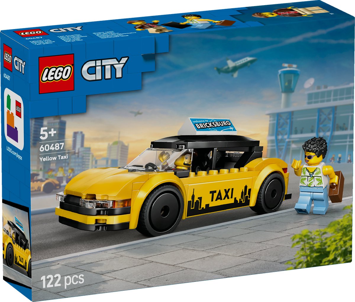 LEGO® City Gele Taxi - Modelautobouwset met 2 Minifiguren - Klassieke Speelgoedtaxi - 60487 — afbeelding 13