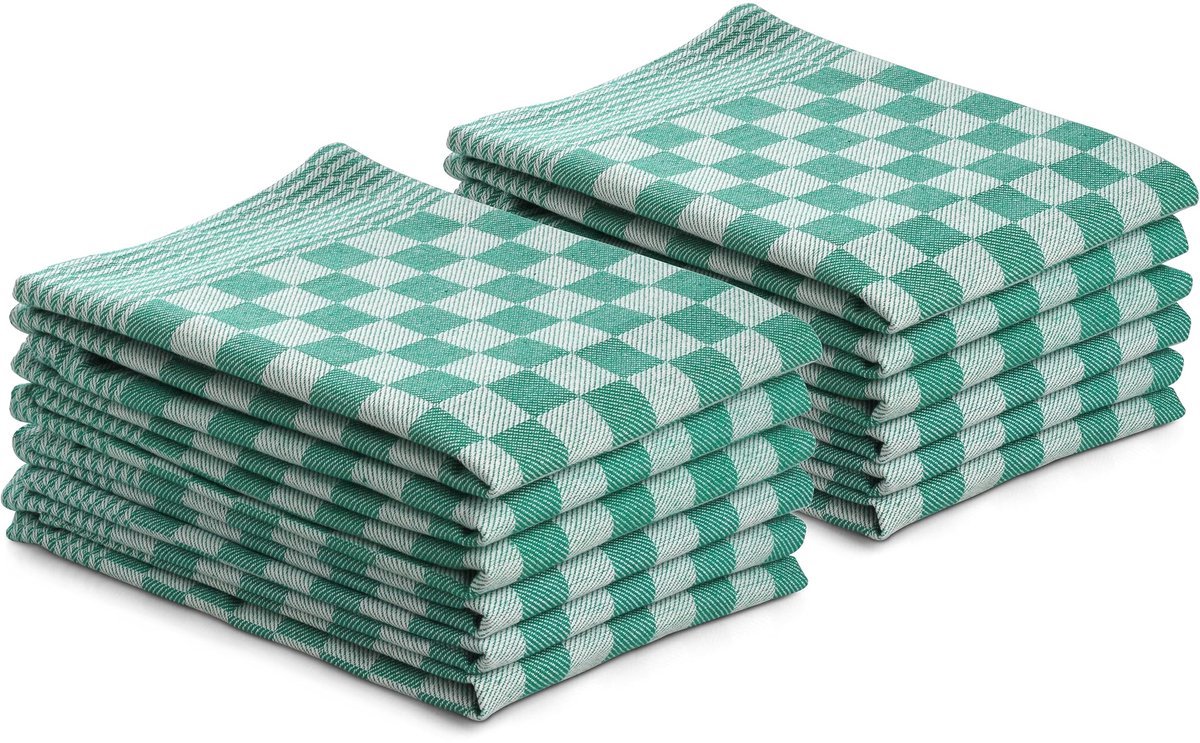 Stunq® Set van 12 Geruite Theedoeken - 50x70cm - Katoen - Oeko-Tex