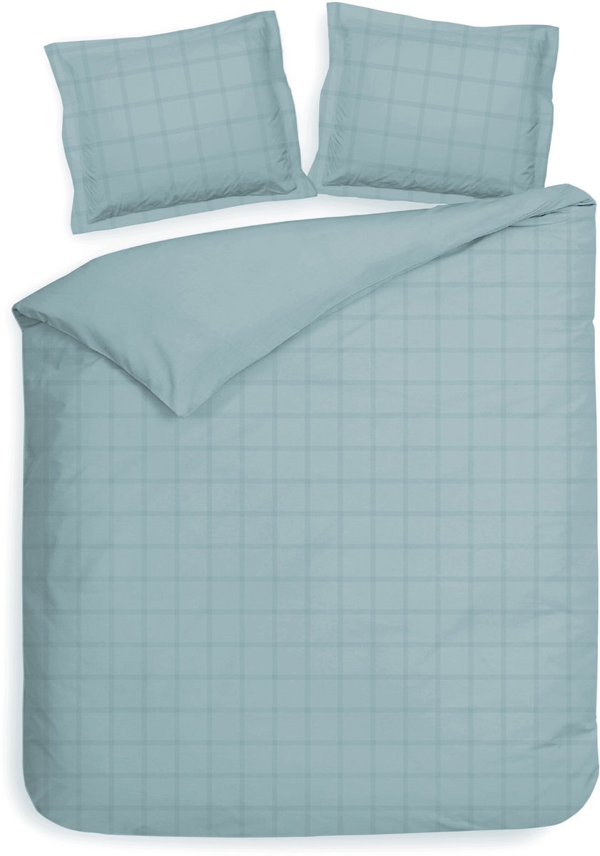 Heckettlane Dekbedovertrek Diamante - Bedlinnen - Lits-Jumeaux XL - 260x200-220 cm - Blauw - Dekbedovertrek van 100% Katoen-Satijn Sphere Blue