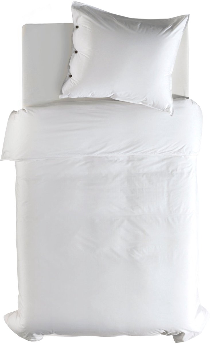 Yellow Perkal Dekbedovertrek - Eenpersoons - Perkal - 140x200-220 cm - Off-White