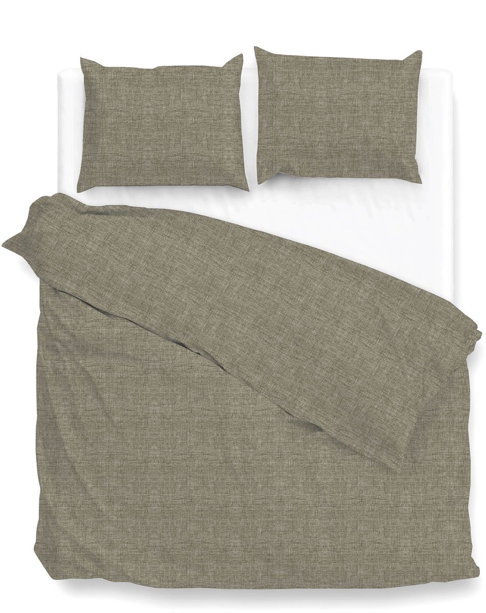 ZoHome Lino Dekbedovertrek - Lits-jumeaux - 260x200/220 cm - Palm Taupe