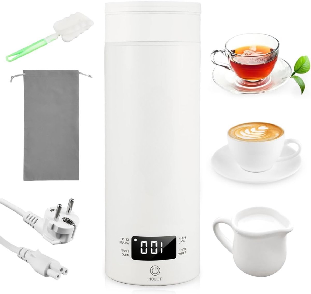 VIN® Draagbare Waterkoker – 500 ML - Mini Waterkoker Voor Onderweg - Portable Reis Waterkoker - Camping Waterkoker – Met Automatische uitschakeling