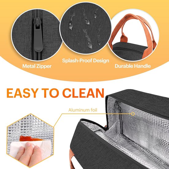 Koeltassen - Lunchtas - 29,5 x 18,3 x 21,5 cm - Zwart - Isolatie - 300D Kationisch Polyester - Handvat Riem - Koeltas - Lunch Bag - Geïsoleerde Koeltas - Picknicktas — afbeelding 4