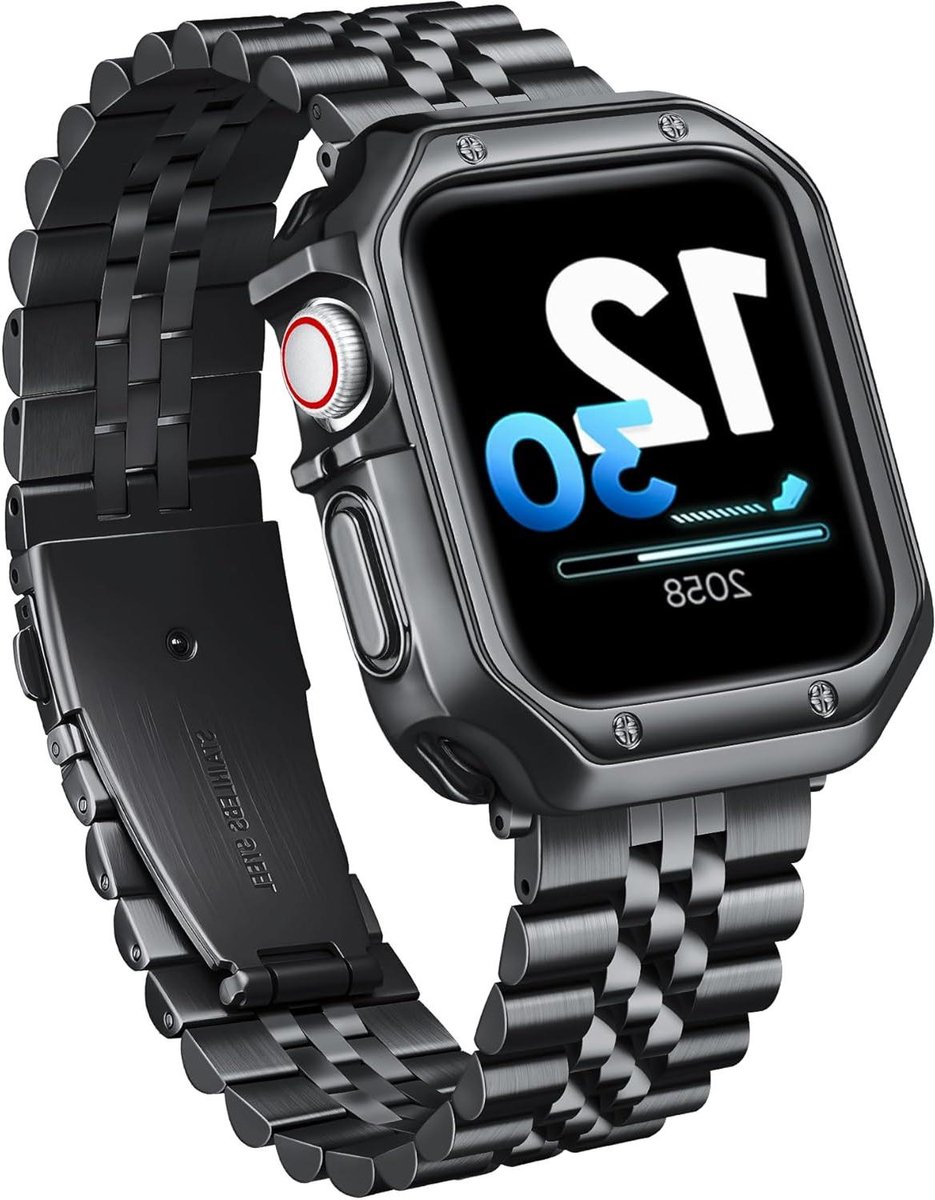 Cosensi - Metalen horlogebandje roestvrij stalen bandjes met TPU case voor Apple Watch Series - 46mm 45mm 44mm 42mm 41mm 40mm 38mm 49mm.