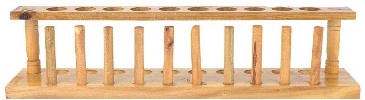 Cosensi - Houten reageerbuisrek met poreuze beukenhouten structuur voor haaknaalden en kruiden - Chemisch laboratoriumgereedschap met 10 gaten