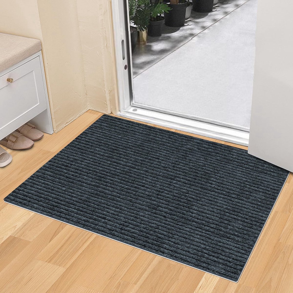 Stunq® Zelfklevende Deurmat - Antislip & Waterabsorberend - 80x120cm - Donkergrijs
