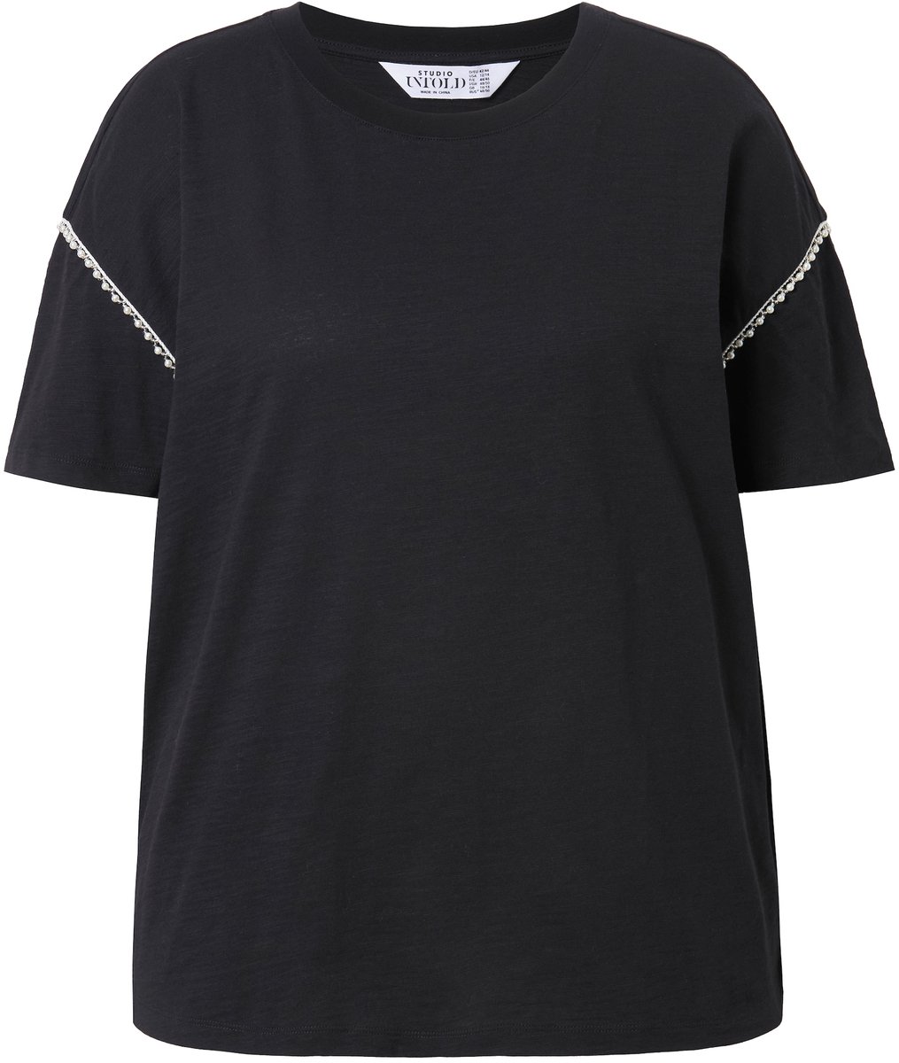 Studio Untold - Dames - T-shirt classic model sierrand - Zwart - Maat 50+