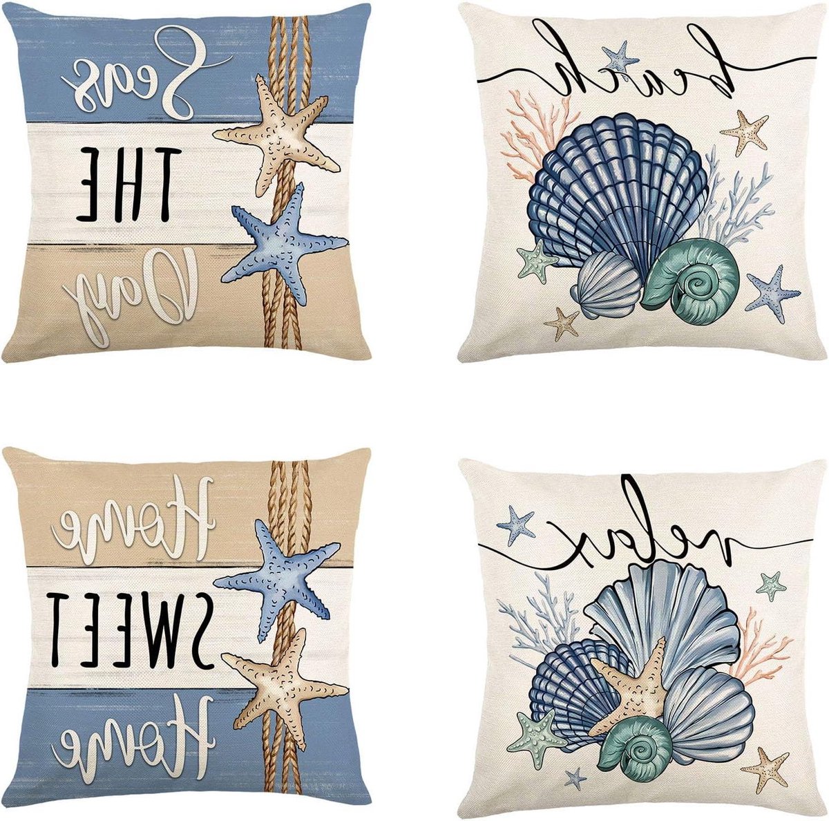 Cosensi Kussenslopen set van 4 stuks voor bank thuis kantoor slaapkamer tuin - 45x45 cm met onzichtbare rits Any