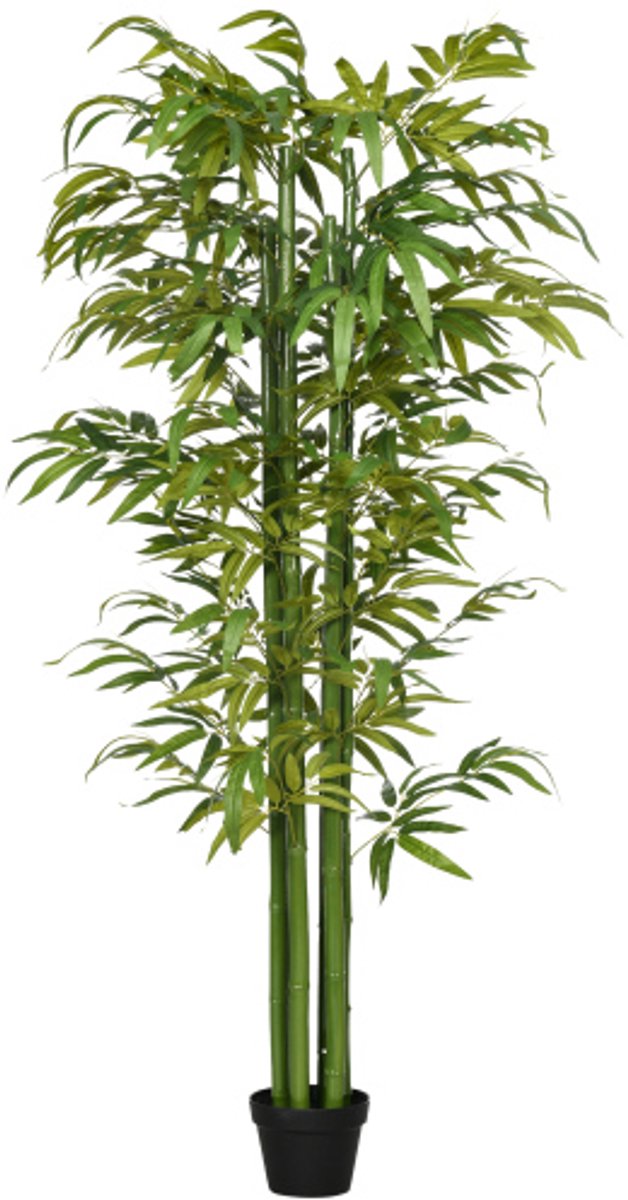 Kunstbamboeplant 17 x 17 x 180 cm, groen, plastic, decoratieve kunstplant, kamerplant, nep bamboevorm, met bloempot, makkelijk te onderhouden, geschikt voor woonkamer en slaapkamer.