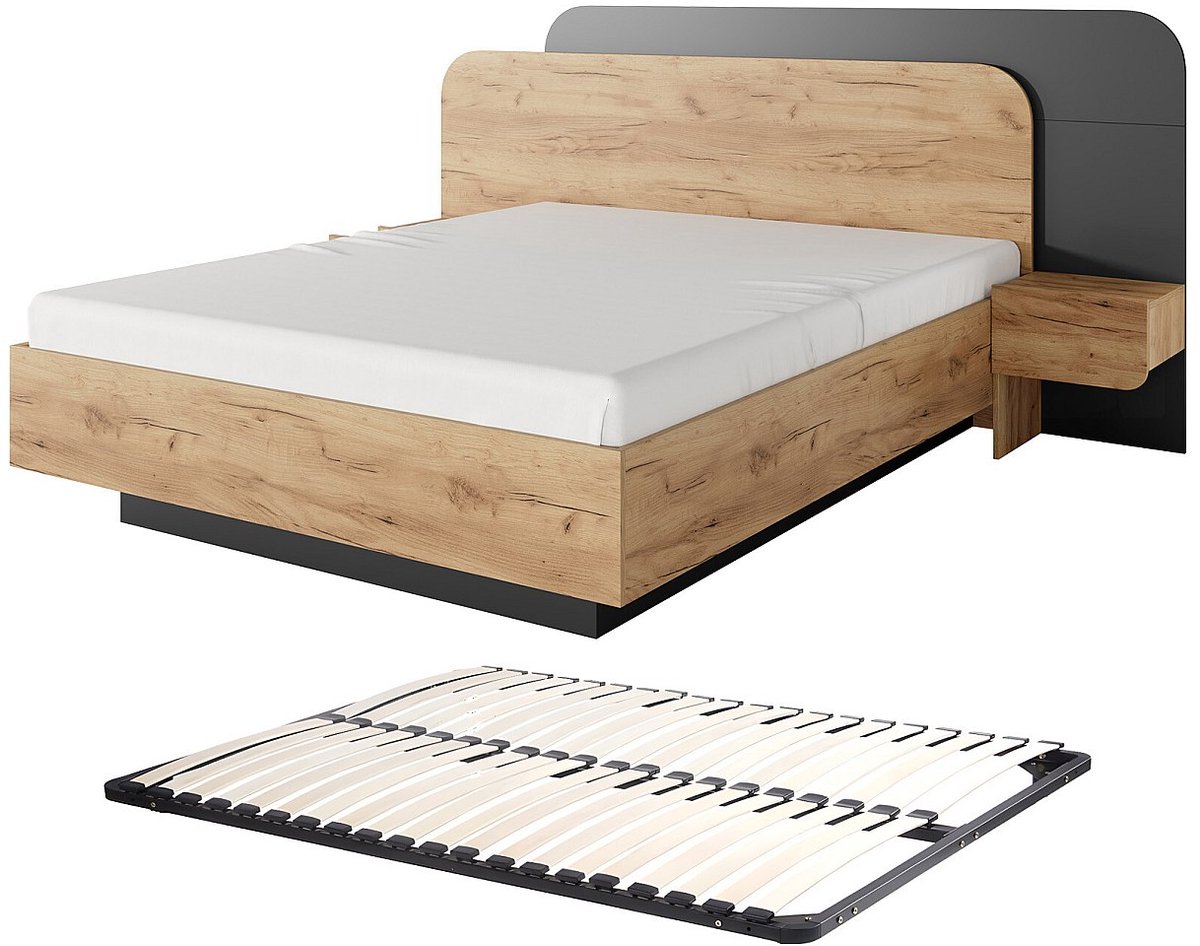 Vente-unique Bedframe hout antracietgrijs 160 x 200 cm