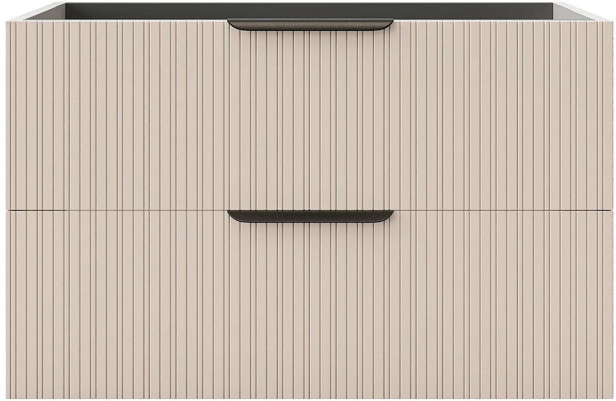 Vente-unique Zwevend ondermeubel voor wastafel met ribbelstructuur - Beige kleur - 80 cm - DALIKO