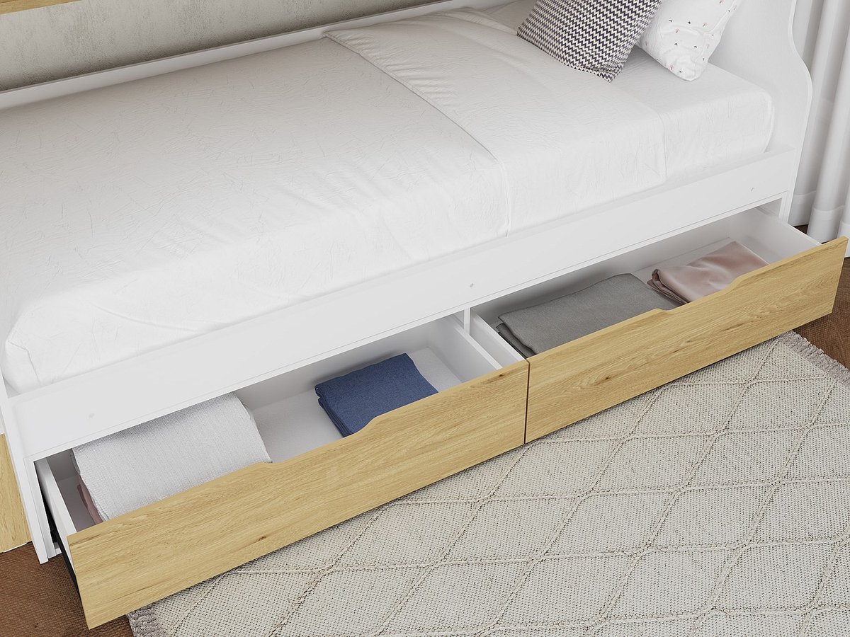 Vente-unique Stapelbed hout natuurlijk licht, wit 90 x 190 cm