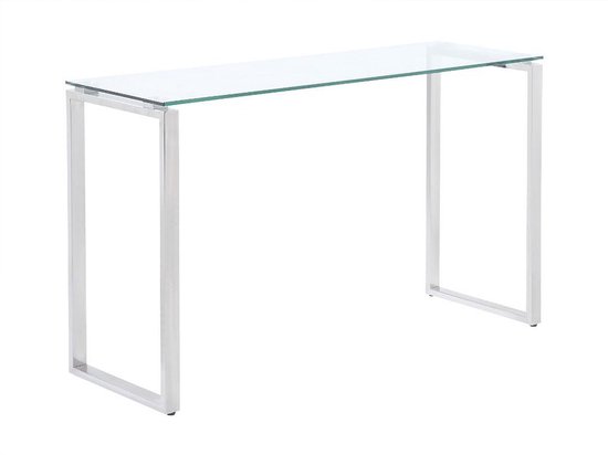 Table d'appoint FREYA - Verre trempé et métal chromé L 120 cm x H 75 cm x P 41 cm
