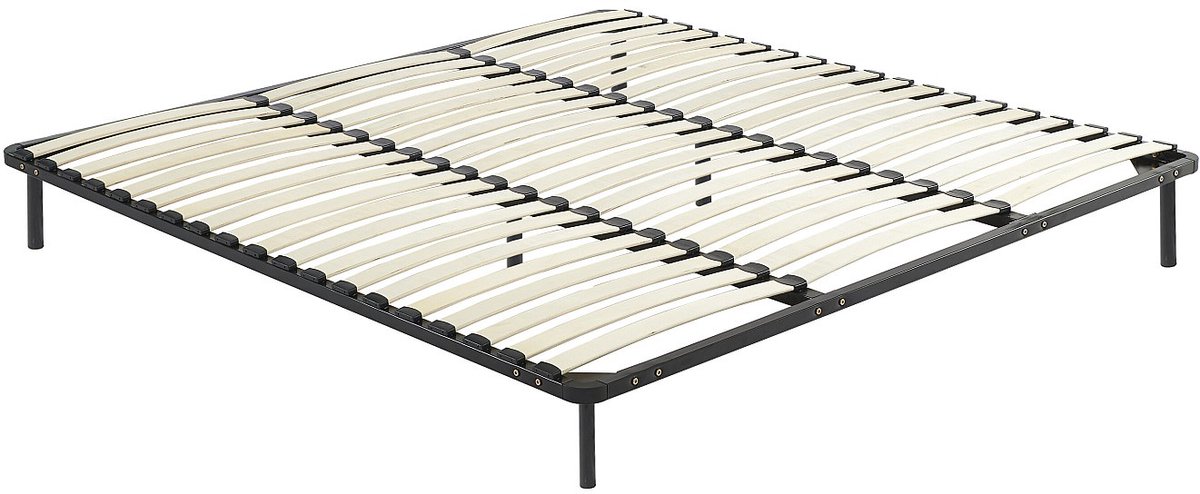 Vente-unique Bedbodem met lattenbodem 200 x 200 cm - 3 x 19 latten - Met poten - Zwart - KALISTA van YSMÉE