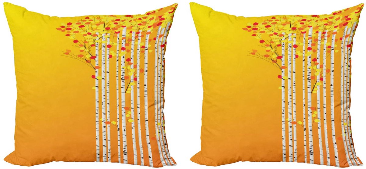 ABAKUHAUS Bos Kussenhoes Set – 2x40x40 cm – Dubbelzijdig bedrukt – Multicolor Meerdere kleuren
