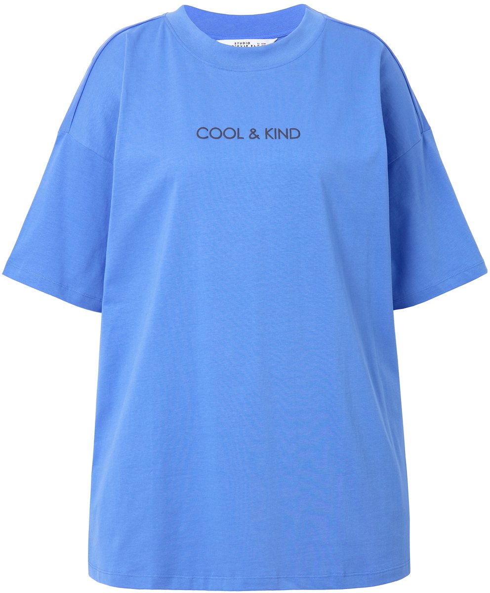 Studio Untold - Dames - T-shirt oversized cirkelprint halve mouw - Korenbloem - Maat 46+