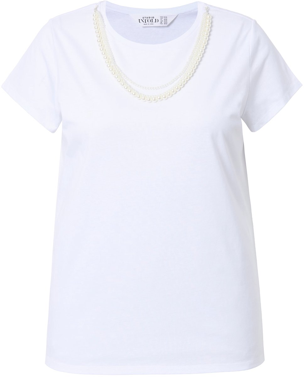 Studio Untold - Dames - T-shirt classic shape afneembare sierketting - Sneeuwwit - Maat 58+