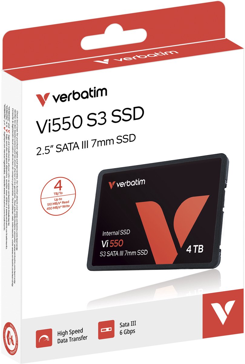 Verbatim Vi550 S3 4 TB SSD harde schijf (2.5 inch) SATA 6 Gb/s SATA III Retail 49355