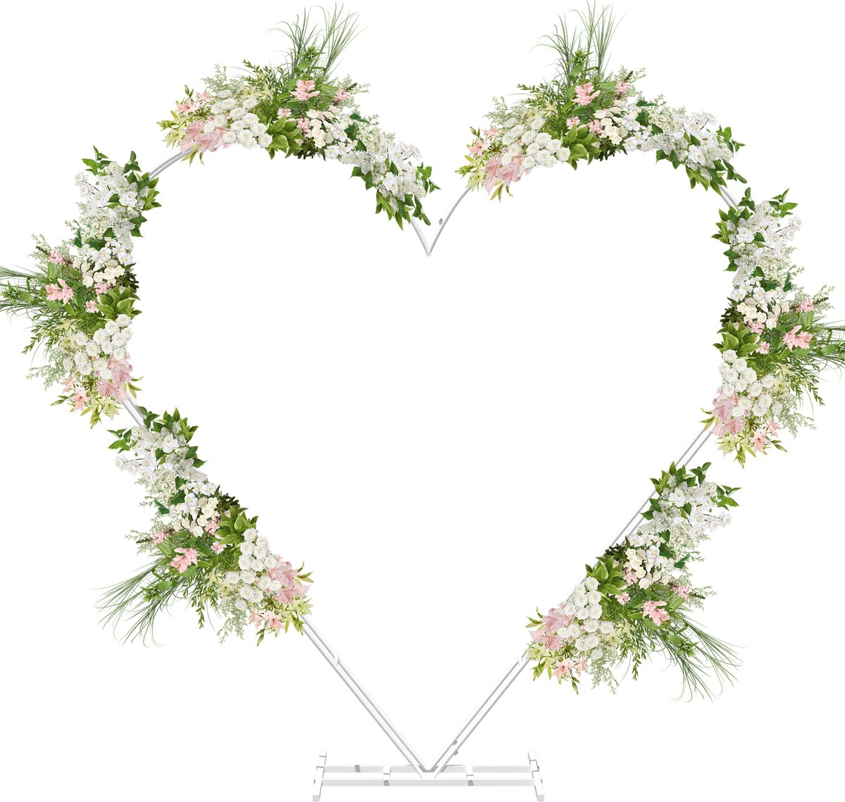 FATIVO bruiloftsboog Hartvormig - Metalen Trouwboog - Bloemenboog - Wit - Bruiloft Decoratie - 2.07x2m