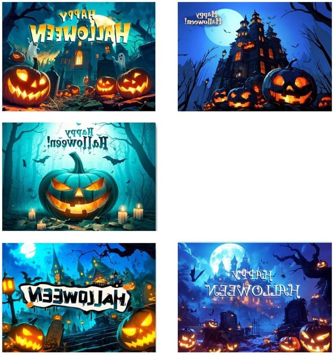 Cosensi - Halloween Wenskaart Set 50 Stuks | Feestviering Benodigdheden | Ansichtkaarten | Cadeaubonnen - Stijl 1