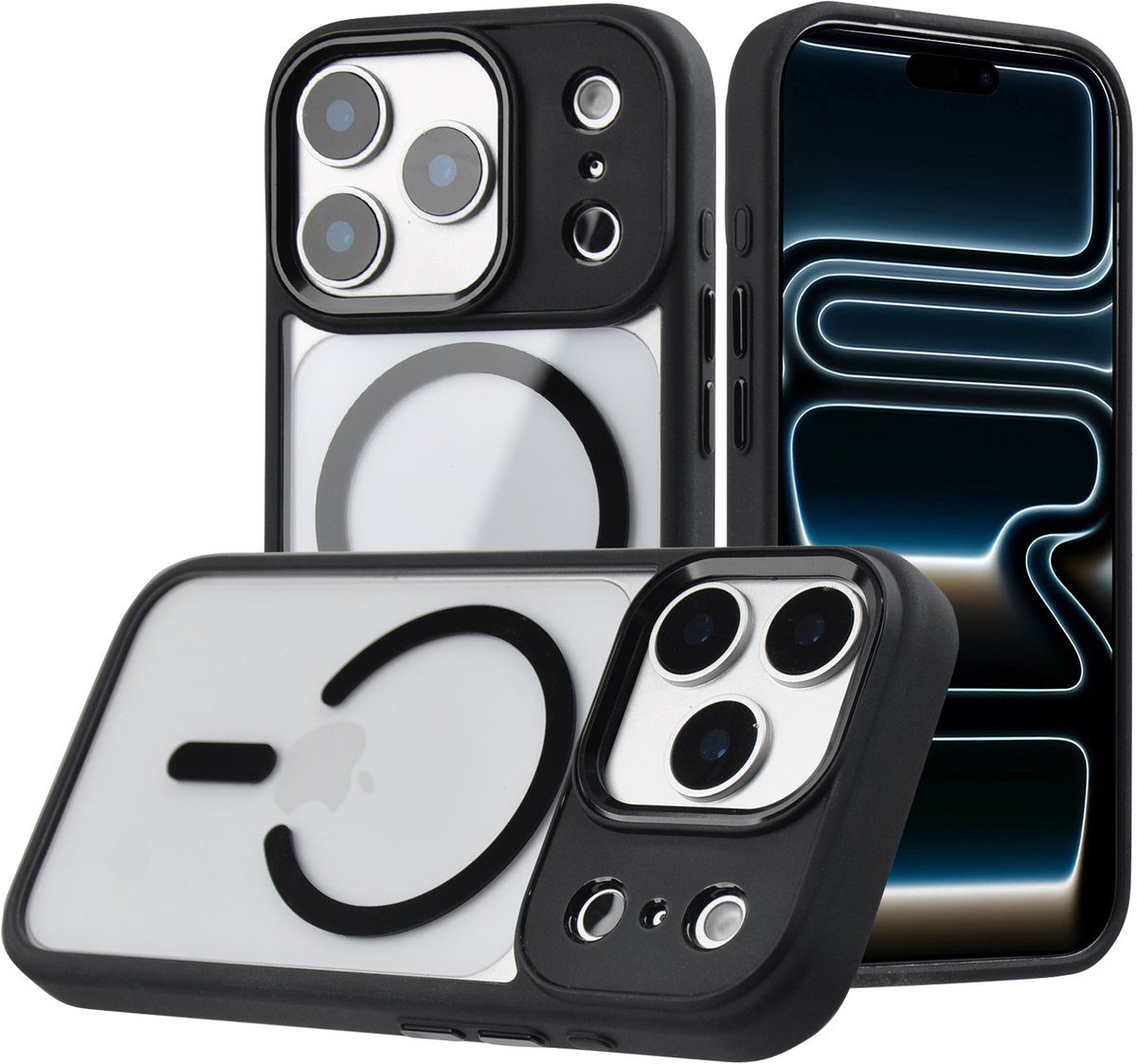 Goxn - Telefoonhoesje geschikt voor iphone 17 pro max - transparant achterkant - Magsafe - Black