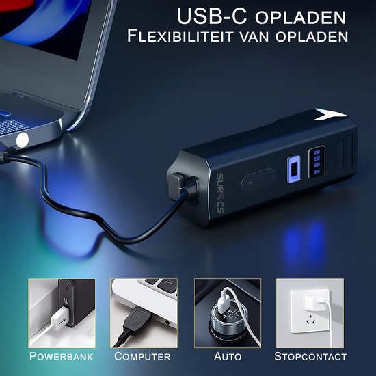 Fietsverlichting set USB oplaadbaar - Nacht sensor - 1000 Lumen - Voorlichtverlichting - Fatbike verlichting - racefiets verlichting - Koplamp fiets model 2025 — afbeelding 4