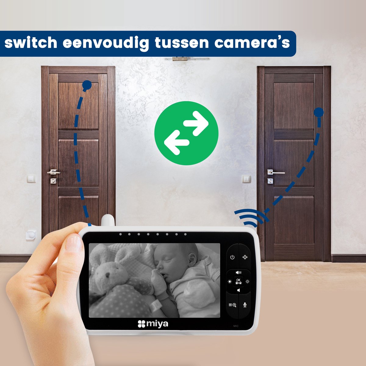 Miya M50 Babyfoon met 2 camera's - Babyfoon met camera - Op afstand bestuurbaar - Video & Audio - Baby monitor – foto 5