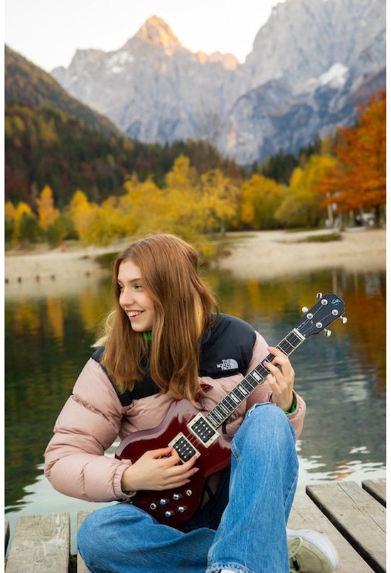 Flight ALMPIOTECR Pioneer Ukulélé électrique ténor - Rouge cerise