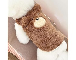 Wintertrui voor kleine tot middelgrote honden en katten - Comfortabele wollen teddybeer wintertrui voor puppy's - Warme kleding voor koud weer - Khaki - Maat S