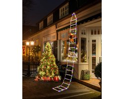 LED Kerstladder met Sinterklaas - Kerstverlichting voor Binnen en Buiten - Sfeervolle Lichtslinger voor Raam, Muur, Tuin en Kerstboom - Gezellige Feestdecoratie - Multicolor - 3 Meter - 1 Stuk