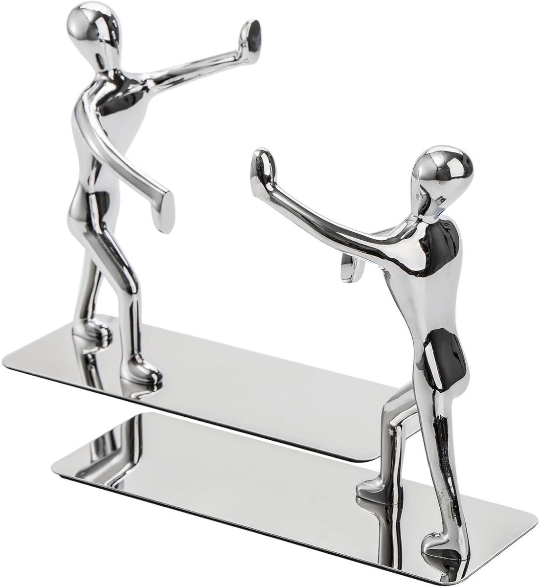 EXCITAT Boekensteun - Metalen boekensteun - Antislip - Decoratieve boekensteun - Geschikt voor thuis, kantoor, bibliotheek, school, hotel - Zilver