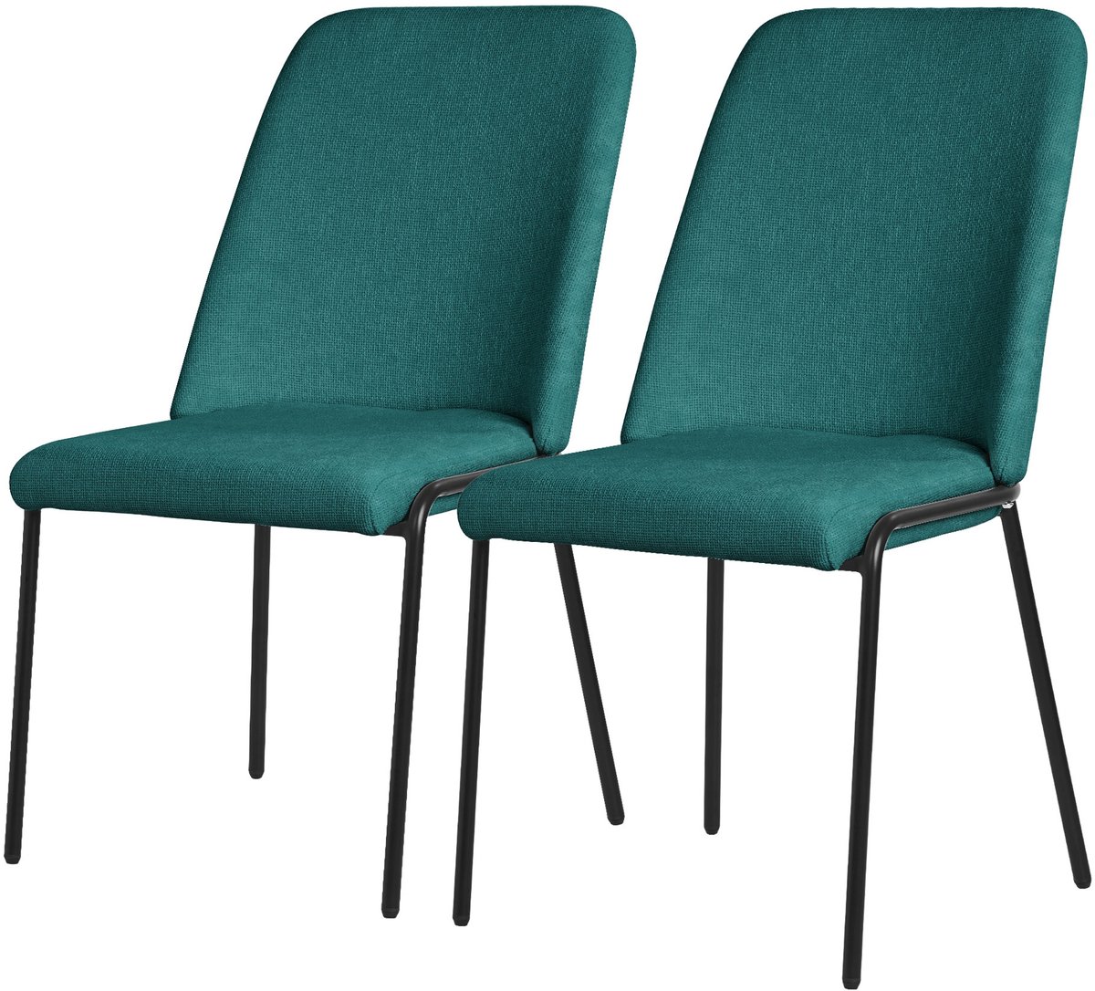 ml-design benzine eetkamerstoelen set van 2 gestoffeerde keukenstoelen comfortabel ergonomisch zachte polyester zitting hoge rugleuning metalen poot modern scandinavisch luxe design woonkamer eethoek keuken stoelen elegant minimalistisch Petrol