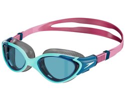 Speedo Biofuse 2.0 Zwembril Dames - Ergonomische Duikbril Volwassenen - Anti Condens & UV-Bescherming - Professionele Zwembril met Drukknopsluiting - Superzachte Afdichting - Blauw/Roze