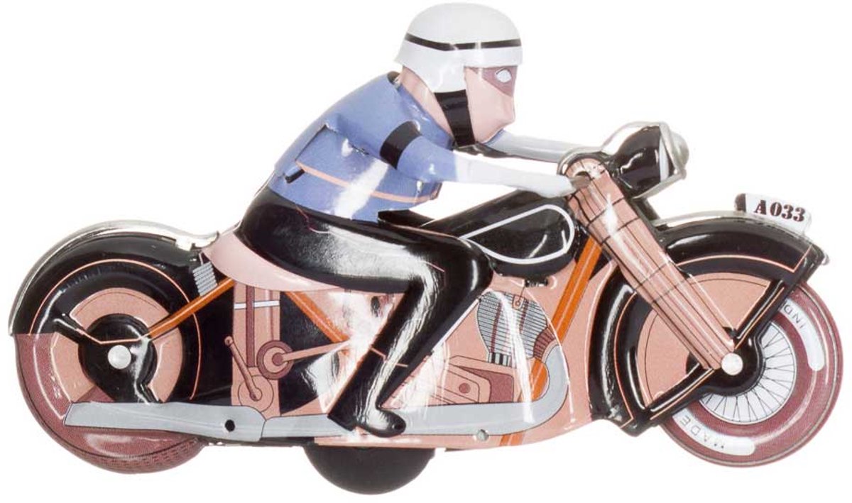 Blikken Motorfiets - Smart Moves - Bruin - Handgemaakt - Collectors item - Draait rondjes