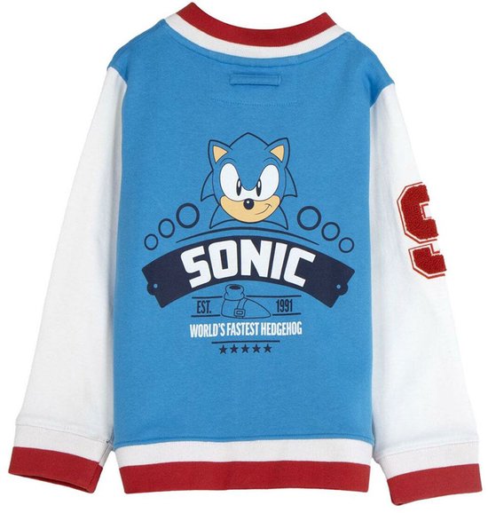 Sonic Vest Garçons – Pull de jeu avec imprimé – Veste Blauw/ Wit pour Kids cool