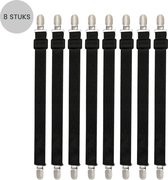 Purepeak Lakenspanners 1 Persoonsbed Set 8 Stuks - Universele Dekbedclips - 130 cm - Dekbedklemmen - Bedbretels - Zwart