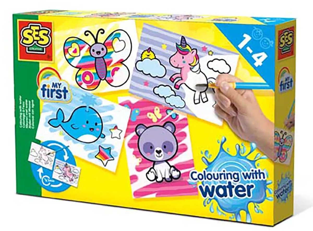 SES Creative - My First - Kleuren met water - Fantasie dieren – Verven - zonder geknoei - inclusief 4 kleurplaten en kwast - steeds opnieuw te gebruiken – 1 tot 4 jaar — afbeelding 8