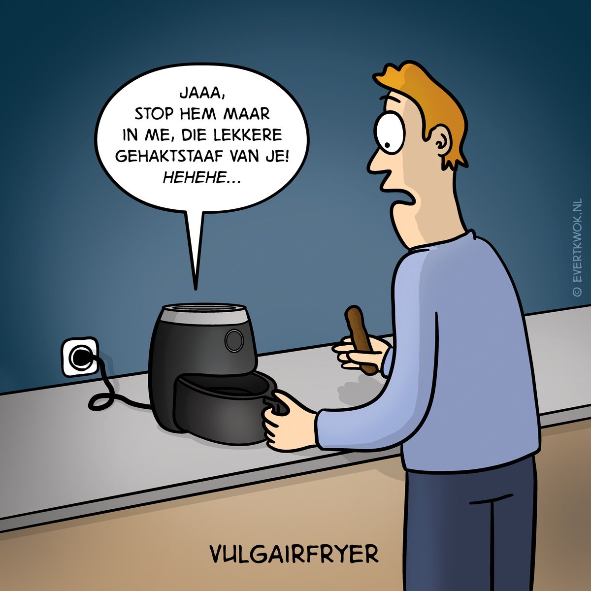Evert Kwok - Grappige tegel - Met cartoon Vulgairfryer - WC - Muurdecoratie - met tegelezel