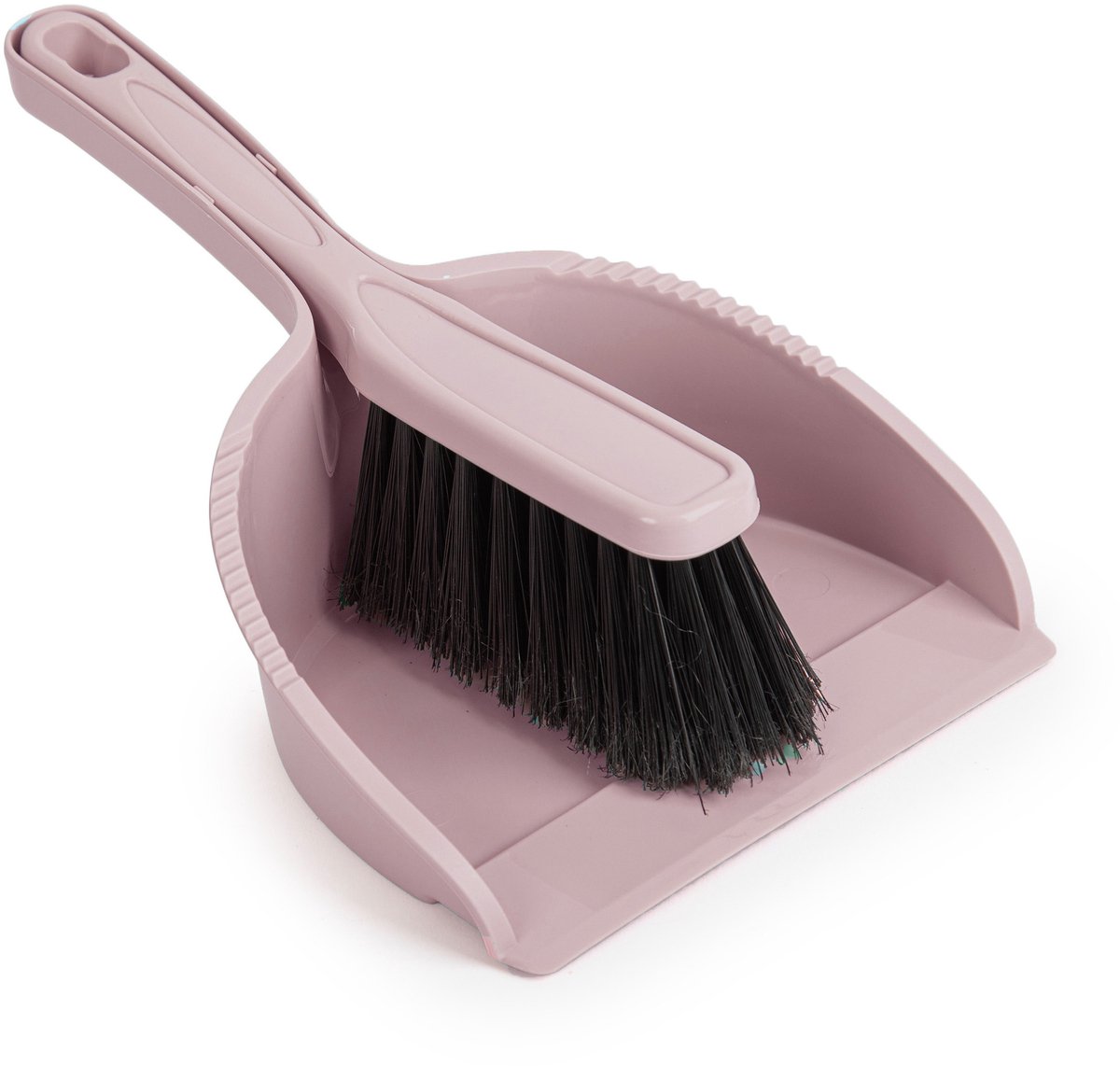 Plasticforte Stoffer en blik set - Small Size - roze - zachte borstel - kunststof - 24 x 17 cm