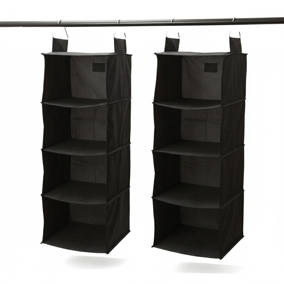 Kledingkast organizer - 2x - 5-vaks - zwart - polyester - 30 x 80 cm - opvouwbaar - organiseren
