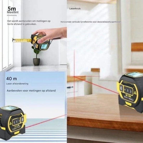 laser afstandsmeter - Rolmaat Multifunctionele Digitale Laser - 40M ...