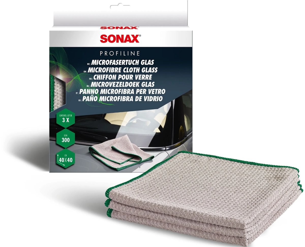 SONAX Microvezel Glasdoek 40x40cm - 3 stuks