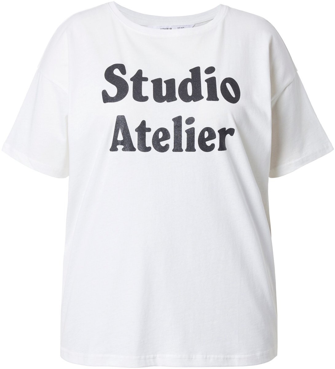 Studio Untold - Dames - T-shirt oversized shape glitterstatement - Off-white - Maat 42+
