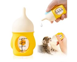 Daity 1 Dierenfles, Puppyvoedingsfles, Geschikt voor het voeren van puppy's - 20 ml Langzame doorstroomvoedingsset voor kittens, geschikt voor pasgeboren kittens/puppy's/kleine dieren, Gemakkelijk schoon te maken siliconen fles (geel)