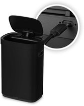 FlinQ Mira Prullenbak - Oplaadbare Vuilnisbak met Softclose deksel en LED-statusverlichting - Afvalbak - RVS Afvalemmer - 50 Liter