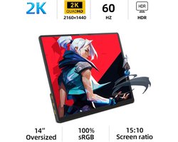 ZSUS - Draagbare Monitor - 2K Resolutie - 60Hz - HDR - Voor Gamers en Professionals - Model 2025