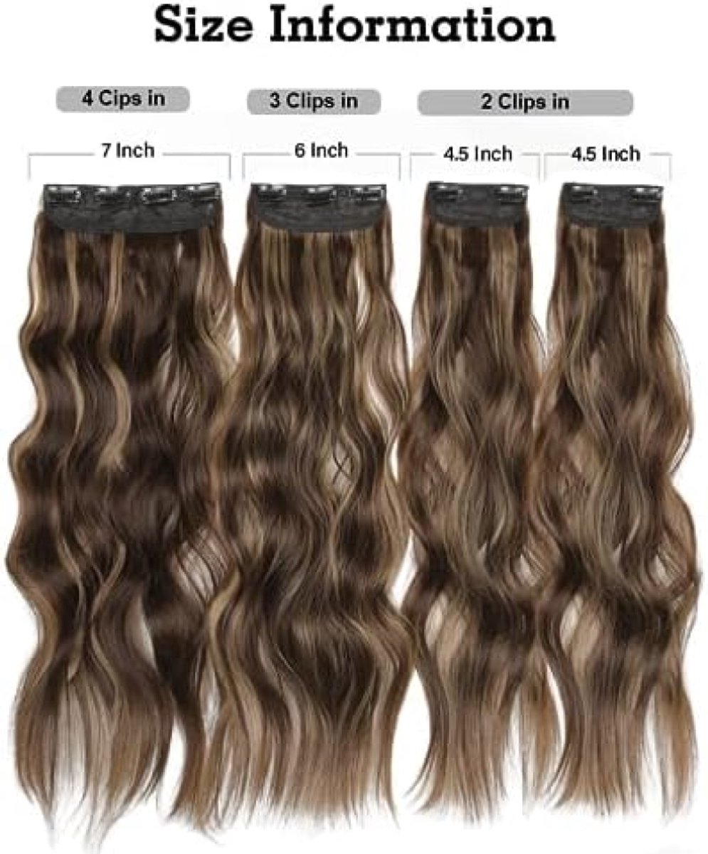 Clip-in Haarextensies - 24 Inch Golvend Synthetisch Haar